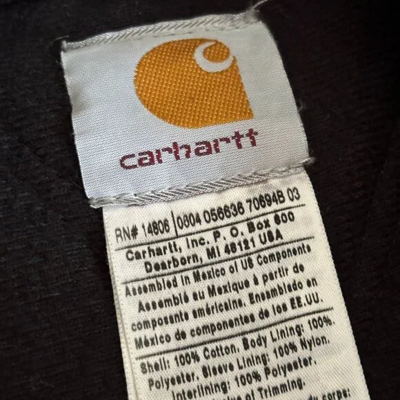 Vintage Carhartt J130 CHT Brown Chocolate‎ Quilt Lined Jacket 4XL Tall Y2K 2004